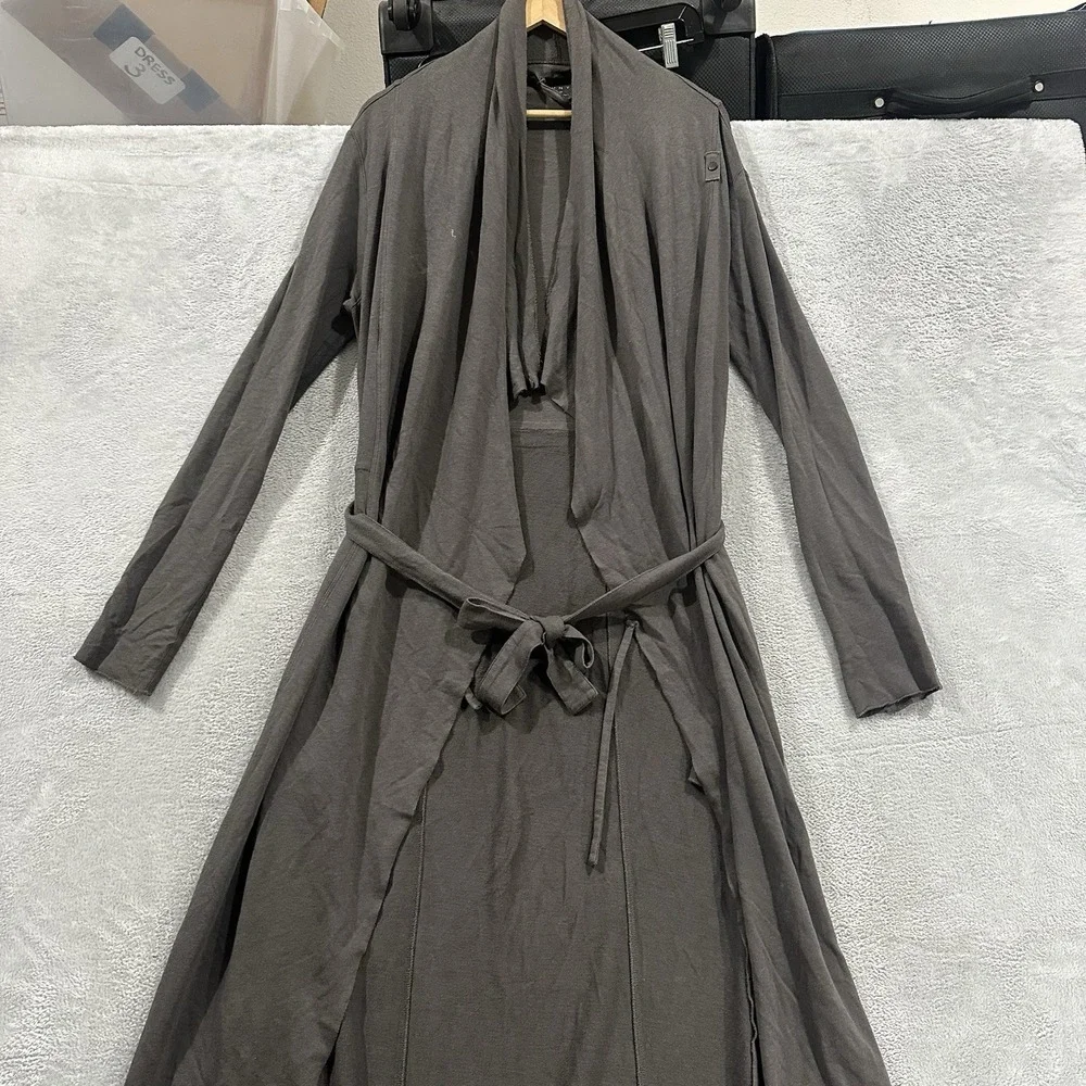 Lunya The Robe Organic Pima Cotton with Pockets Long Gray Loungewear Luxury - Picture 1 of 12